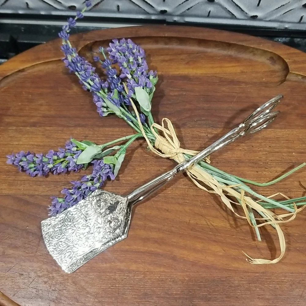 Vintage  EP Zinc Silver Plated Pastry Tongs